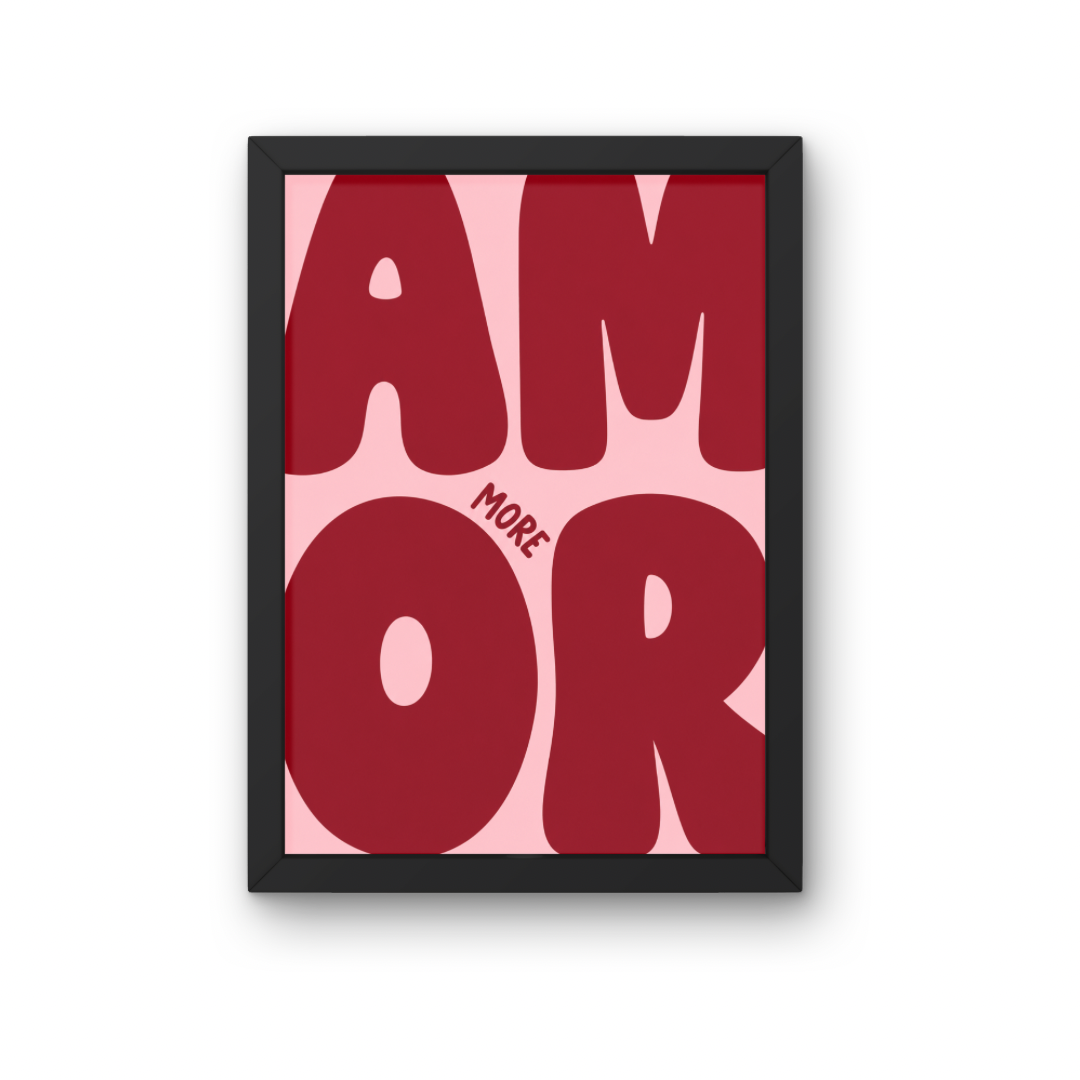 AMOR Pink Retro Typography - A3 Poster