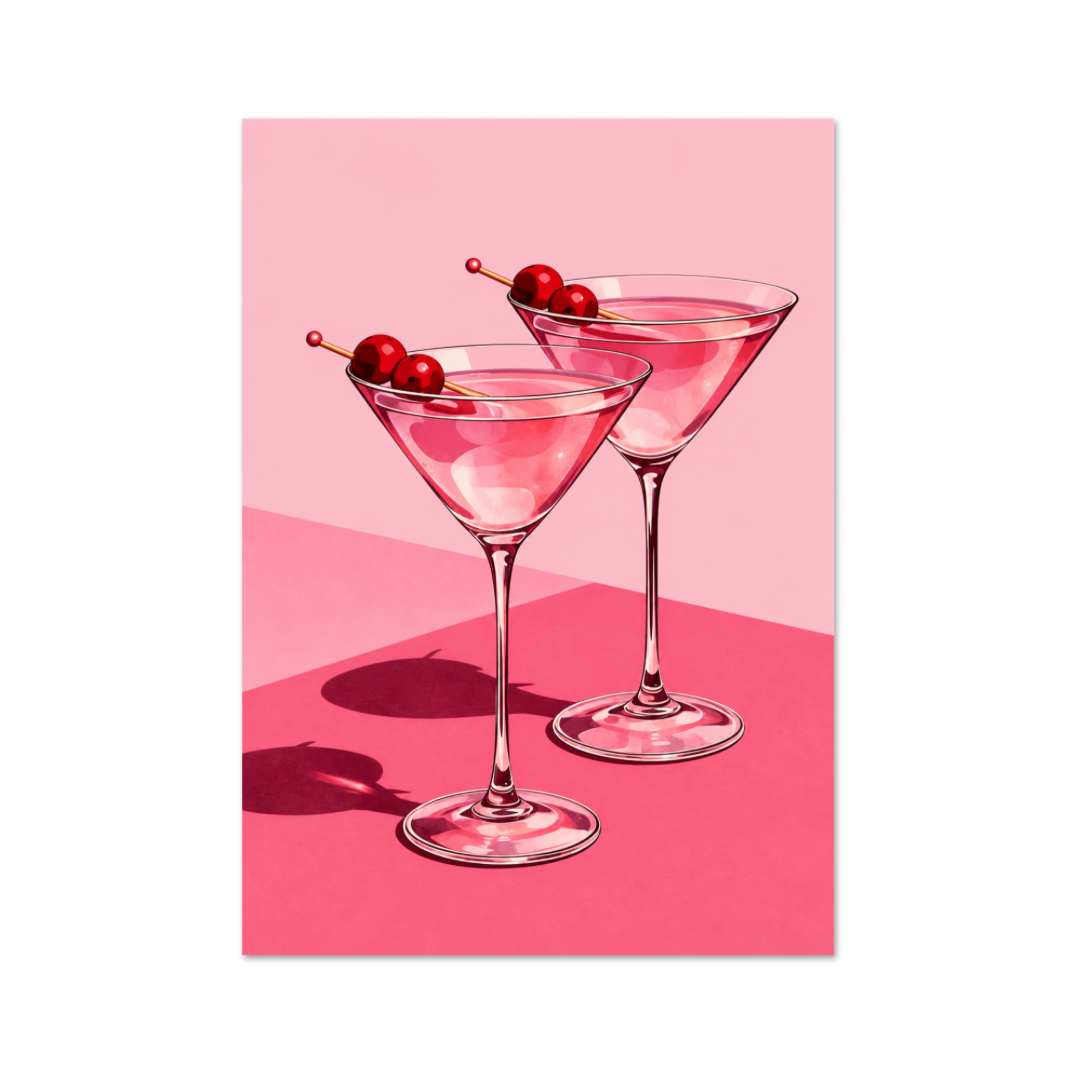 Pink Martini Cocktail - A3 Poster