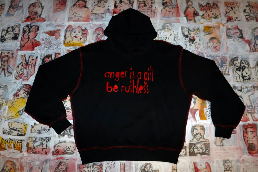 Anger is a Gift - Black Hoodie with Red Outlines