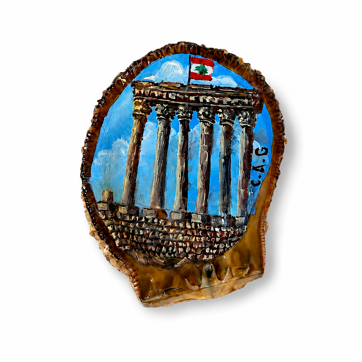 Baalbek Seashell - Oil paint on a shell
