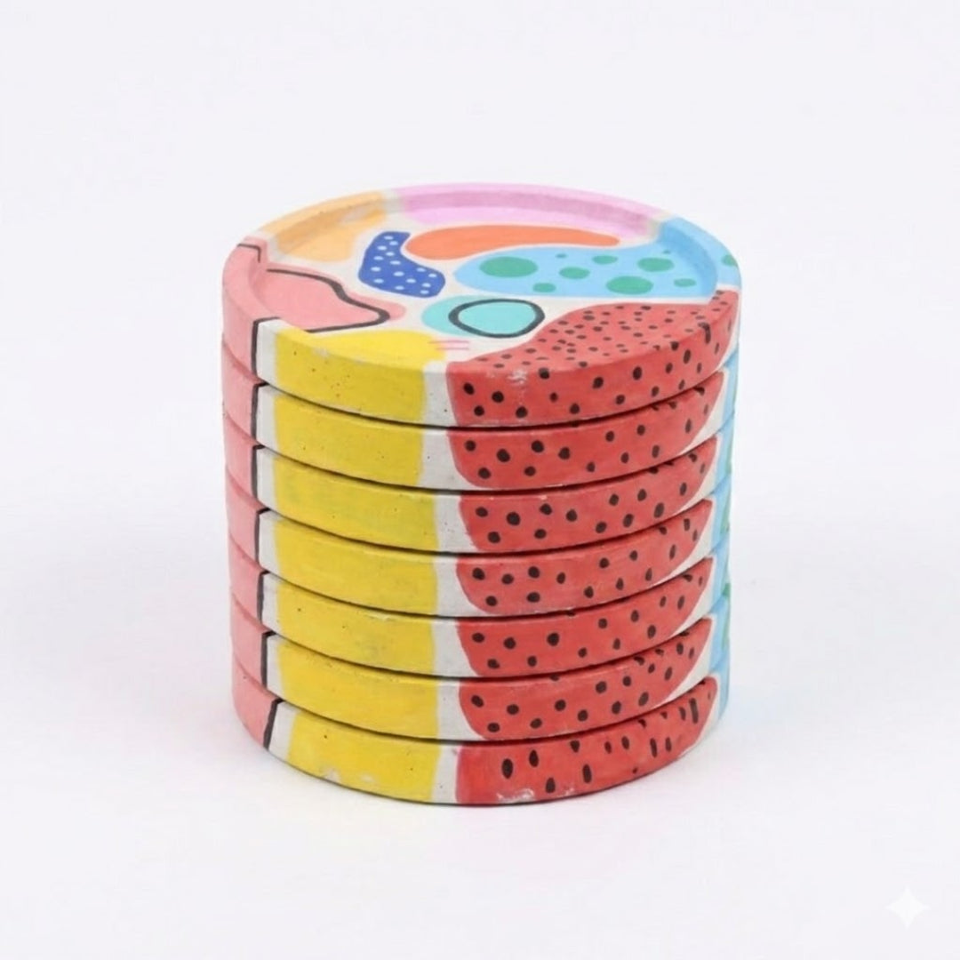 Hand Painted Vibrant Coasters