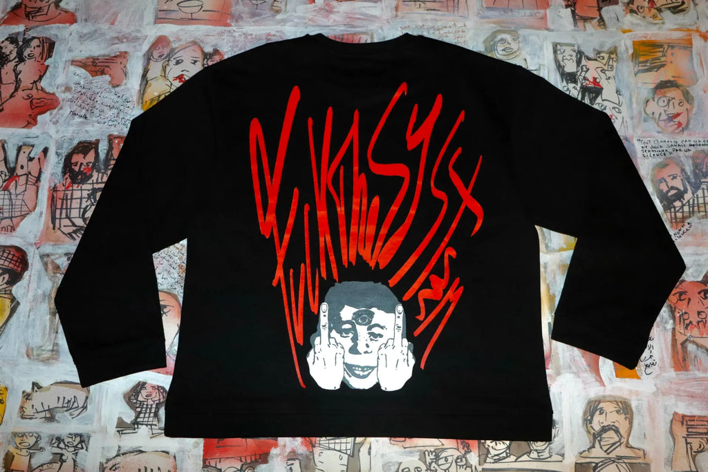 F#ckTheSystem - Black Crewneck (Loose Fit)