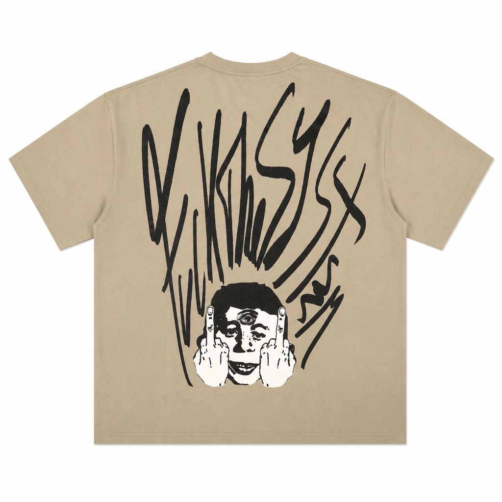 F#ckTheSystem - OVERSIZE T-Shirt Beige