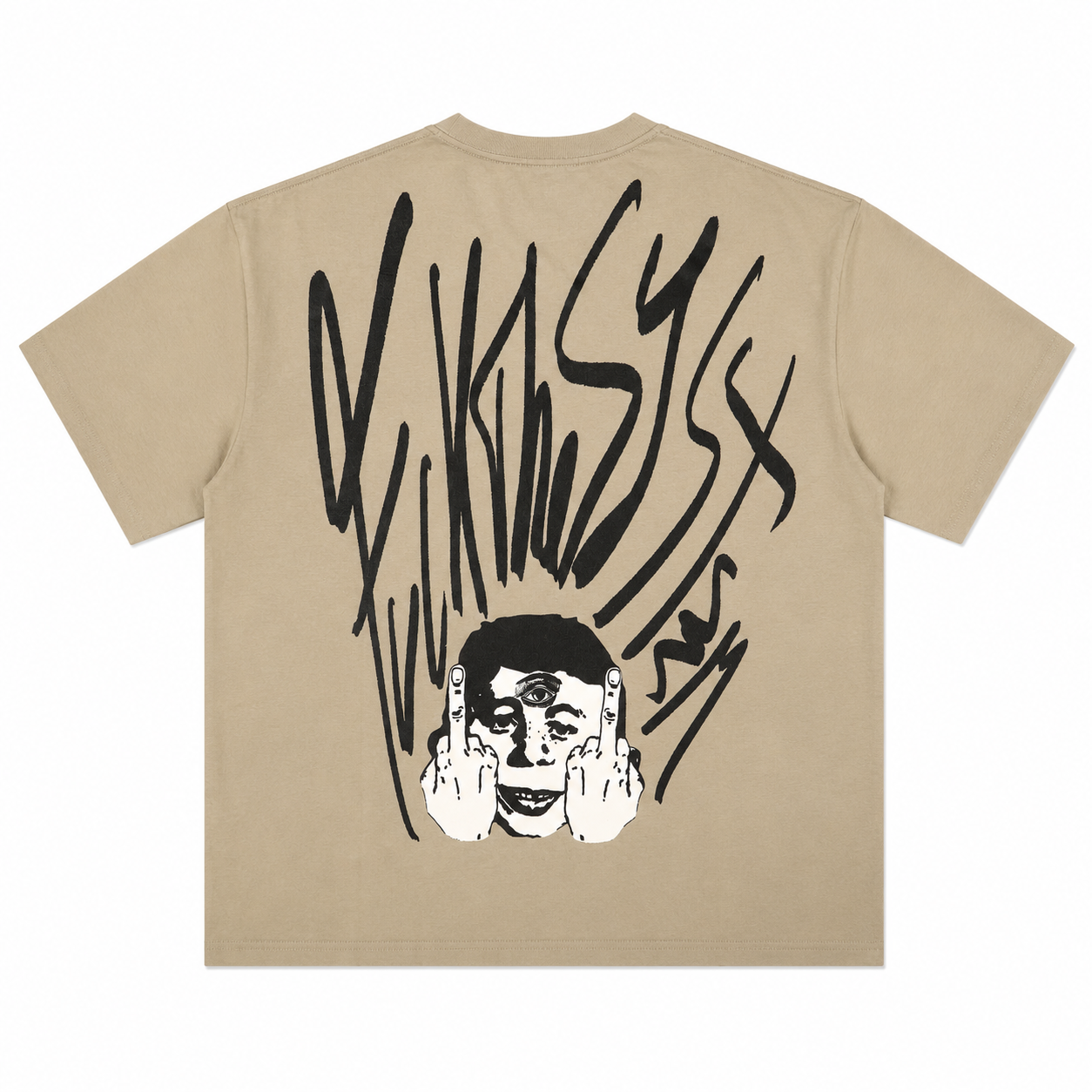F#ckTheSystem - OVERSIZE T-Shirt Beige