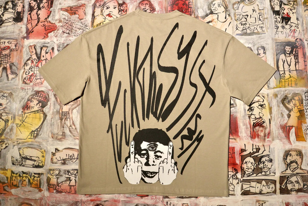 F#ckTheSystem - OVERSIZE T-Shirt Beige
