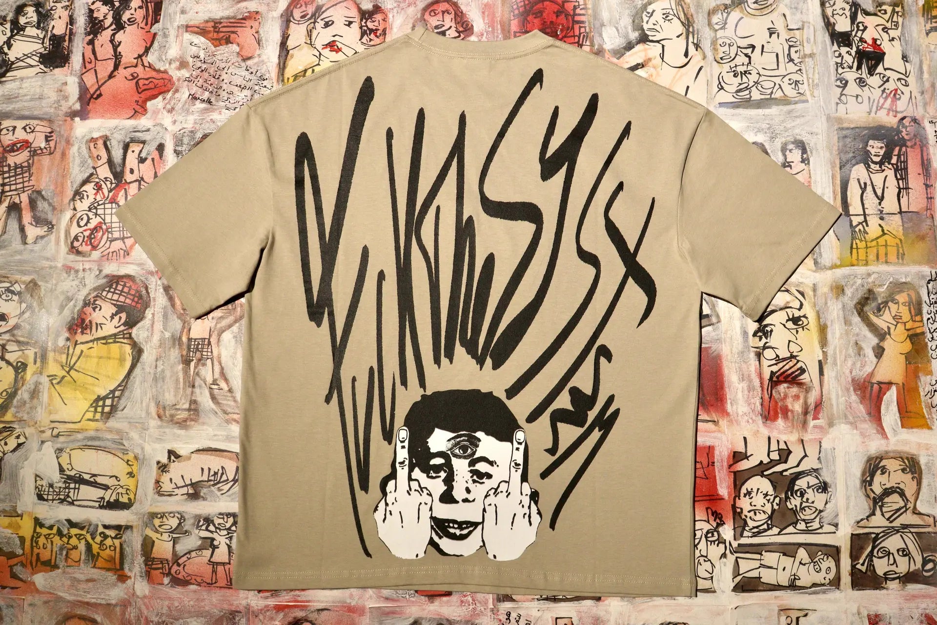 F#ckTheSystem - OVERSIZE T-Shirt Beige