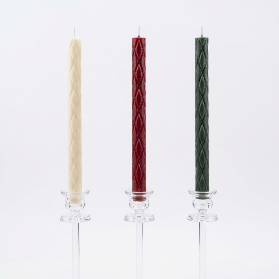 Crosshatch Taper Candle