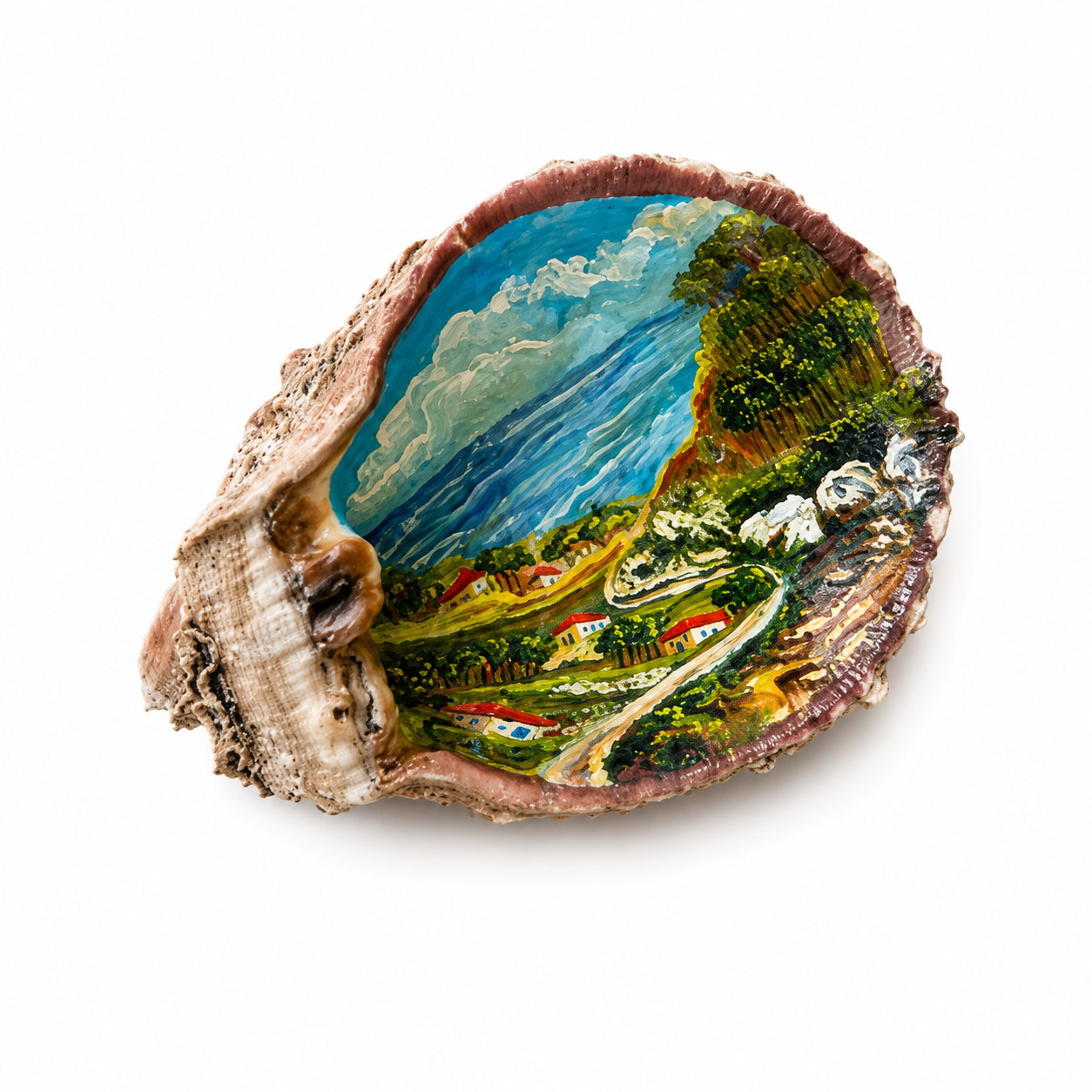 Lebanese Coast - Oil on Shell