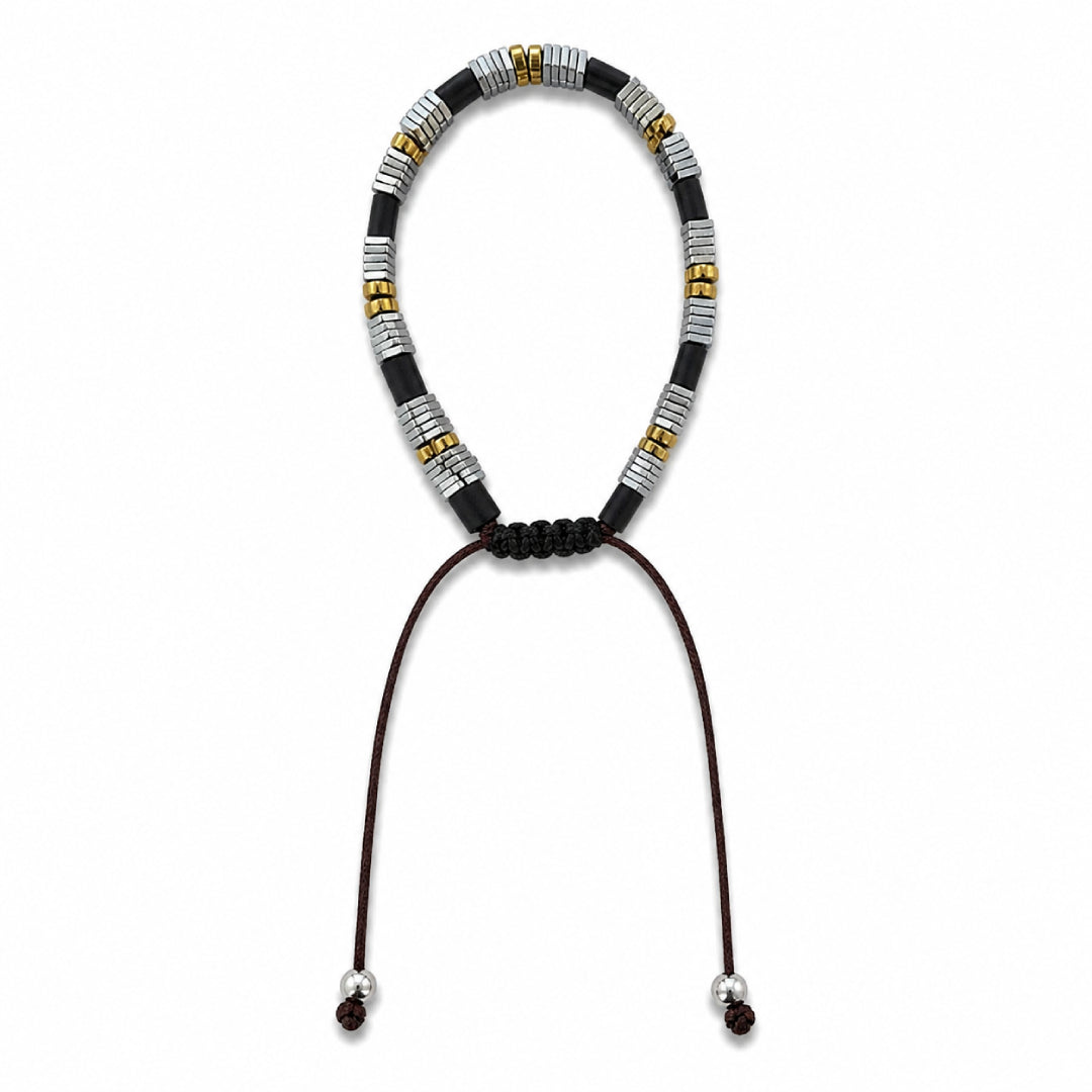 Metal Hematite covered with black agate, gold rodeum