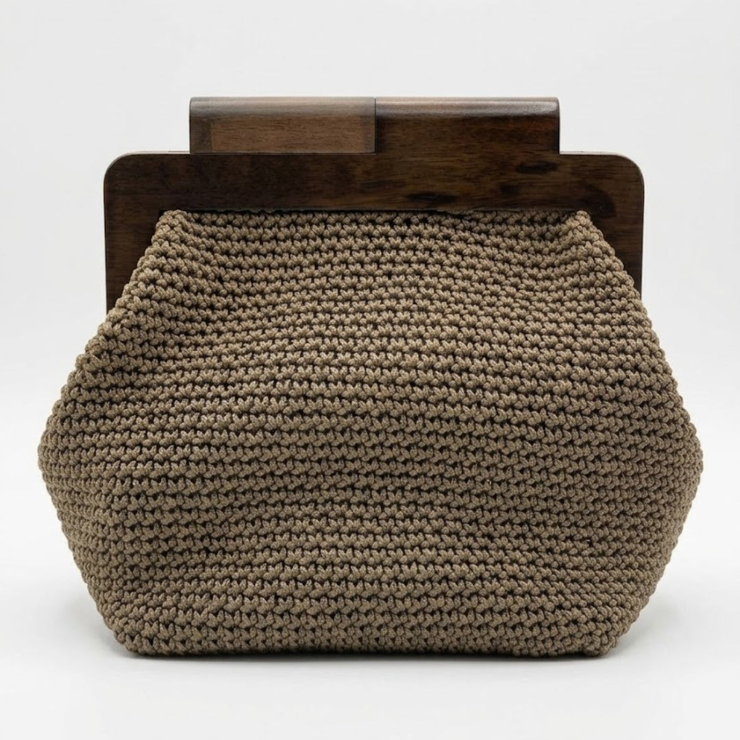 Mocha Frame Clutch - Crochet Bag