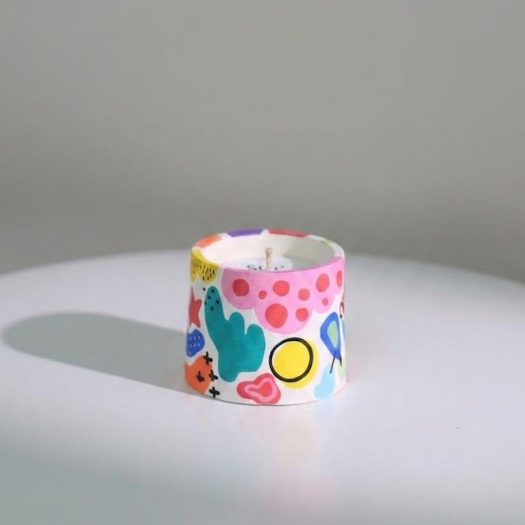Handmade and hand-painted candle