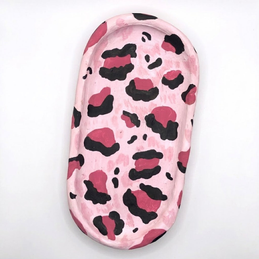 Pink Leopard Trinket Tray