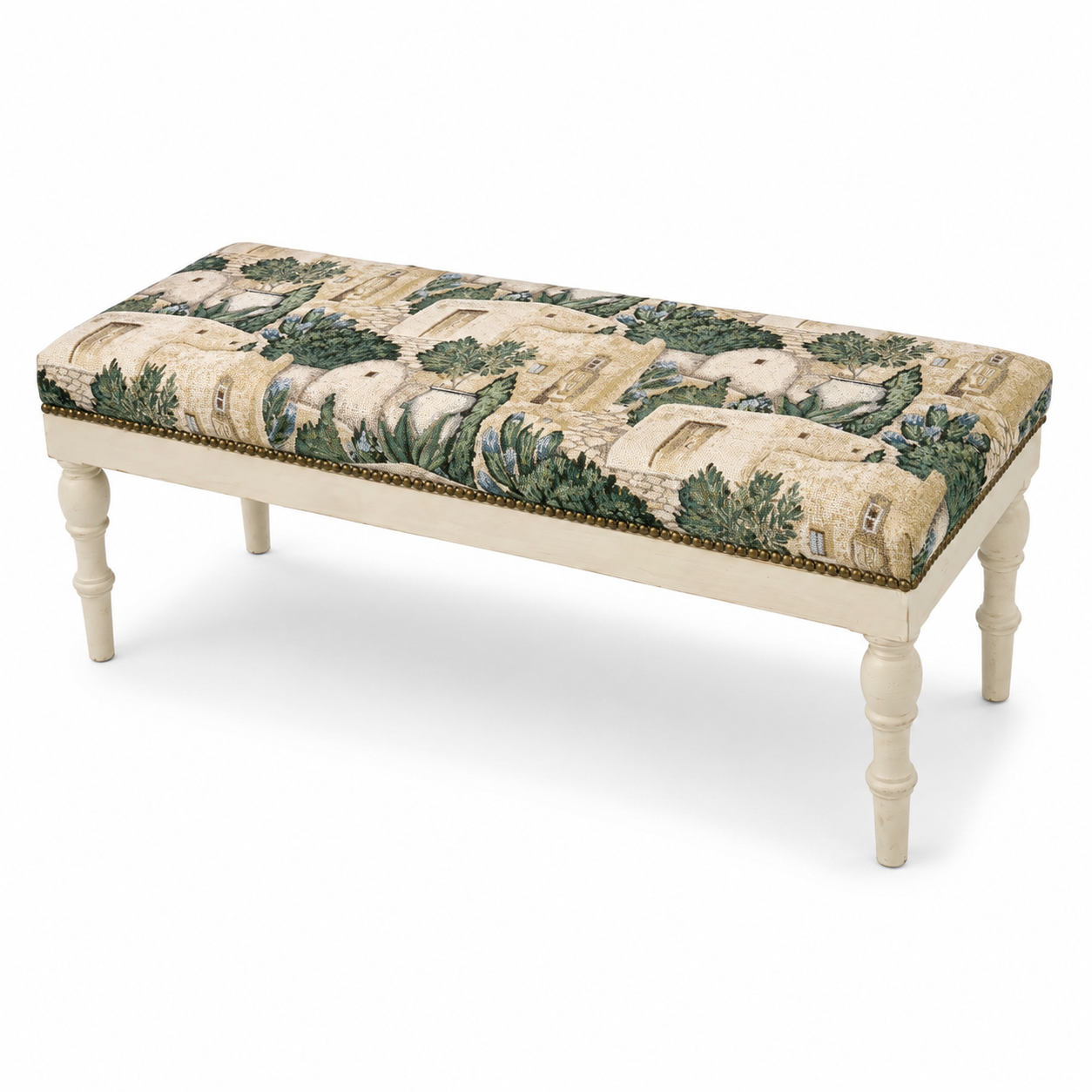 Tapestry-patterned bench