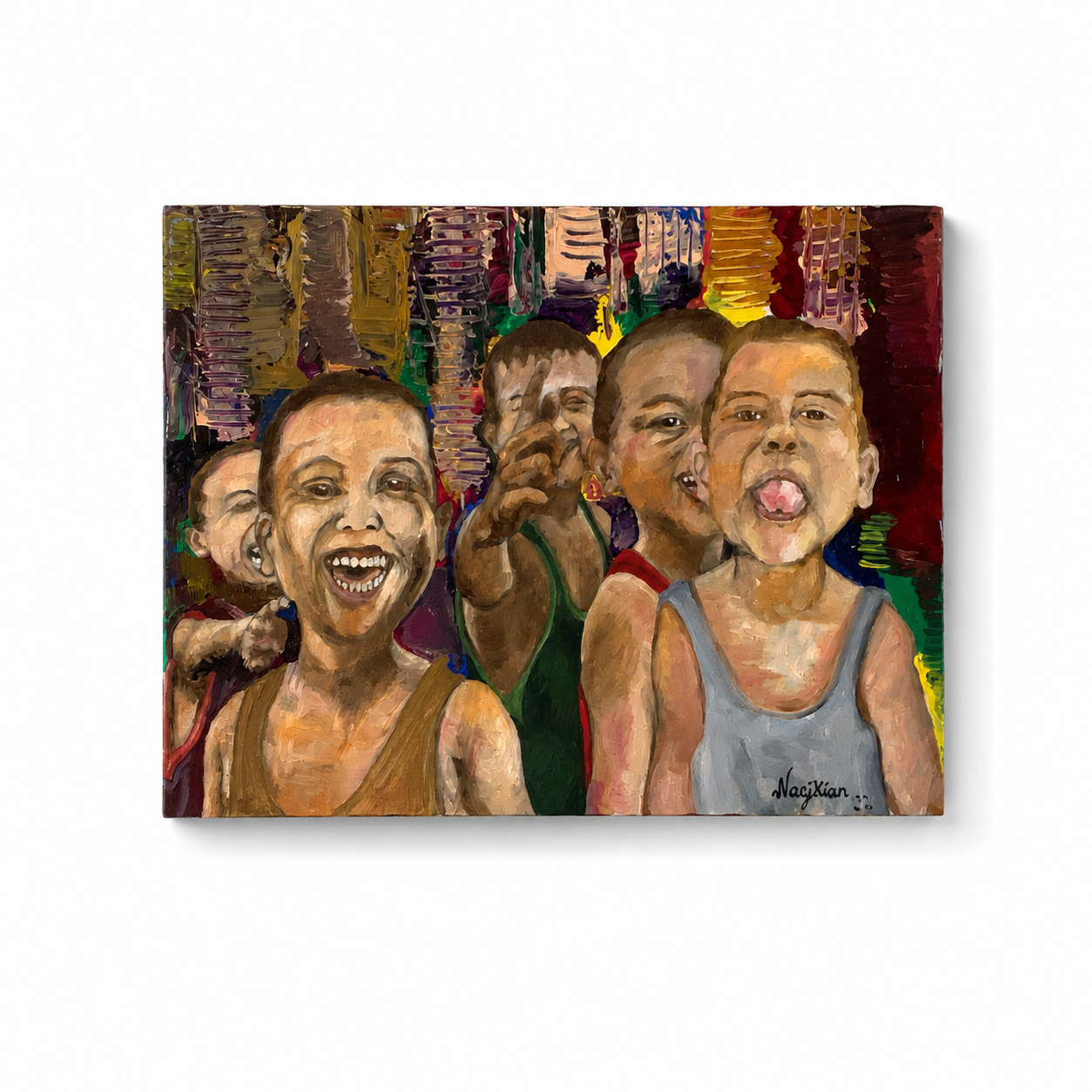 The Children Misbehaving - Oil Acrylic on Canvas